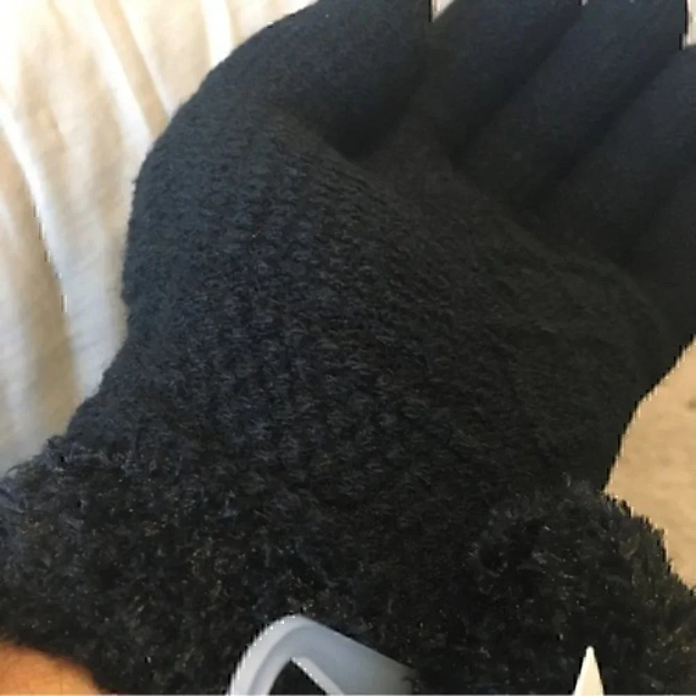 Warm fuzzy Black texting gloves
